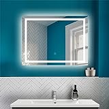 HAPAOSO LED Badspiegel mit Beleuchtung Badezimmer Spiegel mit Beschlagfrei Wandspiegel mit Touchschalter…