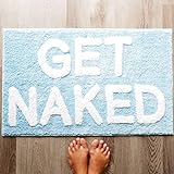 Evovee Get Naked Badematte, lustig, niedlich, Badezimmerteppich, Baby-Hellblau, hellblau, bunt, Get…