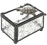 J Devlin Box 331 Schildkröte Schmuckkästchen gebeizt Glas Jewelry Andenken Box Home Decor