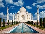 Holz-Bild 130 x 100 cm: Schöner Palast des Taj Mahal, Agra, Indien. (181427491)
