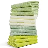 Cleanbear Waschlappen, 12 Stück, Baumwolle, Waschlappen für Gesicht, Bad, Waschlappen, Set, 33 x 33 cm, große weiche Waschlappen mit verschiedenen Farben (mintgrün)
