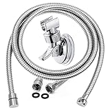 Shower Head Holder Suction Cup and 1.5 m Premium Stainless Steel Flexible Shower Hose,Adjustable Shower…