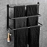 Yeegout No Drill 3-Tiers Handtuchhalter Edelstahl-Handtuchhalter für Bad Küche und Toilette Schwarz