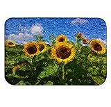 A.Monamour Badematten Badteppiche Badvorleger Sonnenblumen Durch Vincent Van Gogh-Ölgemäldekunst Flanell…