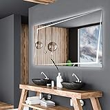 Alasta Spiegel | Berlin Badspiegel 110x50cm mit LED Beleuchtung | LED Farbe Weiß Kalt | LED Spiegel