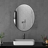 Goezes Schwarz Oval Spiegel 50x70cm groß Rund Wandspiegel Badezimmerspiegel Metallrahmen Badspiegel…