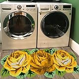 UKELER Teppich für Waschküche, 125 x 65 cm, gelbe Rose, Küchenbereich, rutschfest, saugfähig, Badezimmerteppiche…