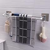 Doppel Handtuchhalter, Aluminium Handtuchstange, Selbstklebende Handtuchhalter Aufhänger für Badezimmer…