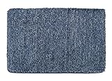 WENKO Badteppich Mélange Marine Blue, 60 x 90 cm - Badematte, sicher, flauschig, fusselfrei, Polyester,…