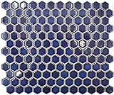 Mosaikfliese Keramik Hexagon Sechseck kobaltblau glänzend Badfliese Küchenrückwand Wandfliese Fliesenspiegel…
