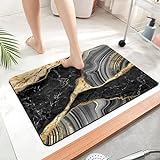 TESIQIMT Badezimmerteppich, schwarz-goldener Marmor-Badeteppich, Heimdekoration, rutschfeste Bodenmatte,…