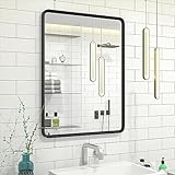 GOLOMO 61 x 81 cm schwarzer Badezimmerspiegel, schwarzer matter Metallrahmen, schwarzer Kosmetikspiegel,…