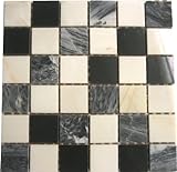 GTDE 8mm Marmor Mosaik Fliesen Matte in Schwarz und Weiß (MT0060) für Wand und Boden
