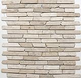 Mosaik Marmor Naturstein hellbeige Brick Verbund Stäbchen Spritzschutz Wandverblender Fliesenspiegel…