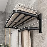 Handtuchhalter,Wandmontage Handtuchhalter ohne Bohren Bad mit 2 Handtuchstangen, Aluminium Badetuchhalter,…