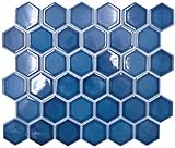 Keramik Mosaik Hexagon Sechseck blaugrün glänzend Wand Boden Küche Dusche Bad Fliesenspiegel Mosaikfliese…