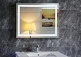 Badezimmerspiegel Badspiegel 90 x 60 cm mit LED Beleuchtung durch satinierte Lichtflächen kaltweiß IP44