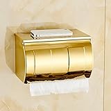 Toilettenpapier Regal-BOBE SHOP Pure Gold Tissue Box Spezial Dickes 304 Edelstahl Tissue-Boxen Tissue-Boxen Rose Goldrolle (Farbe : Gold)