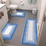 Bsmathom Badezimmerteppich-Set, 3-teilig, rutschfest, Plüsch, zottelig, weiche und saugfähige Mikrofaser,…