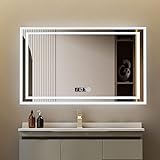 Goezes LED Badspiegel mit Beleuchtung 60x100cm Badezimmerspiegel Dimmbarer 3 Farben, Schminkspiegel…
