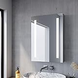 SONNI Spiegelschrank Bad 50 × 70cm Spiegelschrank mit Beleuchtung Aluminium wasserdicht aufwärts & abwärts hängbar Badezimmer Spiegelschrank mit Kippschalter