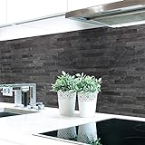 Küchenrückwand Steinwand Dunkel Premium Hart-PVC 0,4 mm selbstklebend - Direkt auf die Fliesen, Größe:Materialprobe A4