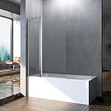 Boromal 90x140cm Duschwand für Badewanne Drehtür Duschtrennwand Badewannenaufsatz Duschabtrennung mit…