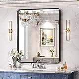 Brightify Schwarzer Badezimmerspiegel für Wand, 76,2 x 91,4 cm, rechteckiger schwarzer Metallrahmen,…