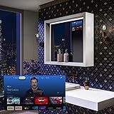 Artforma Badspiegel mit LED Beleuchtung 90x70 cm mit Ablage und Rahmen | mit SmartScreen |Bad Licht…