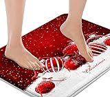 Britimes Weihnachtskugeln Badematten für Badezimmer, Badezimmermatten, Teppiche, keine Seide, rot, waschbar,…