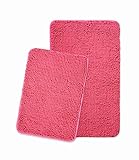 Yeaban Hot Pink Badezimmerteppich-Set, 2-teilig, dicke Chenille-Badematten,saugfähiger und waschbarer…
