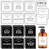 HVSWLY Schwarz & Weiß Badezimmer-Etiketten, 27 Stück wasserdichte Etiketten für Flaschen, abnehmbare…
