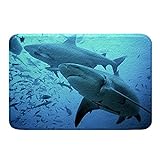 Loussiesd Hai Badteppiche für Badezimmer rutschfeste Shag Badematte 40x60cm Weich Ozean Marine Haie…