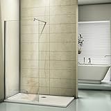 Duschwand 140x200cm Walk in Dusche Duschtrennwand 8mm Easy-clean Nano Glas Duschabtrennung mit Stabilisierungsstange