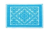 HomeLife Badezimmerteppich aus Baumwolle, hellblau, 50 x 80 cm, saugfähig, aus Relief, mit Rutschfester…