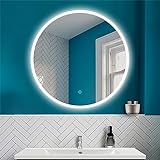 HAPAOSO LED Badspiegel mit Beleuchtung Badezimmer Rund Spiegel mit 3 Lichtfarbe + Beschlagfrei + dimmbar…