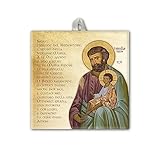 Fratelli Bonella | Keramikfliese mit St. Josef und Jesuskind in Geschenkbox 10 x 10 cm | Made in Italy