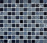 Mosaik Fliese Transluzent grau schwarz Glasmosaik Crystal Stein grau schwarz für WAND BAD WC DUSCHE KÜCHE FLIESENSPIEGEL THEKENVERKLEIDUNG BADEWANNENVERKLEIDUNG Mosaikmatte Mosaikplatte
