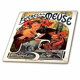3dRose Print of Muchas French Beer Ad – Keramikfliese, 15,2 cm (ct_204279_2)