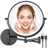 SanaWell Make-up-Spiegel mit Lichtern und Vergrößerung, 20.3 cm doppelseitiger 1X/10X-Spiegel mit 3…