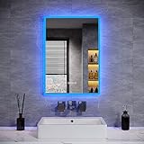 ELEGANT Hintergrundbeleuchteter Bluetooth-Badezimmerspiegel mit Rasiersteckdose, 500 x 700 mm, beleuchteter…