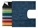 npluseins Mikrofaser Badteppich - viele Farben & Größen 800.1026, dunkelblau, 50 x 45 cm mit Ausschnitt
