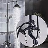 Suguword Schwarz Duscharmatur Duschset Duschsystem Regenduschset mit Kopfbrause Duschsäule Regenschauer…