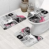 LGhtyro 3-teiliges Badezimmerteppich-Set mit sexy afrikanischen Frauen, rosa Get Naked schwarzes Mädchen,…