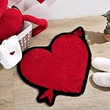 FROZZUR Valentinstag Dekorationen Herz Badezimmerteppich, roter Badezimmerteppich, rutschfest, rund,…