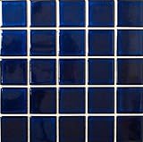 Mosaik Quadrat uni kobaltblau glänzend Keramikfliese, Mosaikstein Format: 58x58 mm, Bogengröße: 304x304…