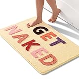 QJHOMO Get Naked Badematte Beige Badezimmermatten 60 x 90 cm, rutschfeste Badematten für Badezimmer,…