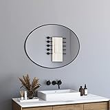 BD-Baode Ovaler Badezimmerspiegel 60x80 cm Badspiegel Ohne Beleuchtung Schwarz Metallrahmen Wandspiegel…