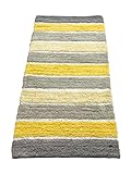 Chardin home Cordural gestreifter Badteppich mit rutschfestem Latexspray darunter. Gelb-Grau-Weiß, 61…