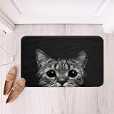 Katze Zottelig Saugfähig Badezimmerteppich Pet Katzen Rutschfest Badematte 40x60cm Schwarz Kitten Drucken…